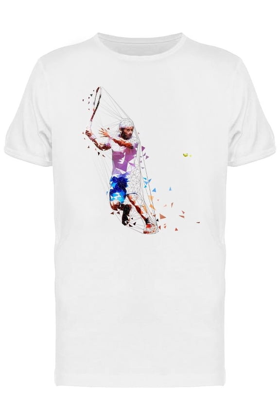 Low Poly Tennis Player Fading T-Shirt Men -Image by Shutterstock, Male Large