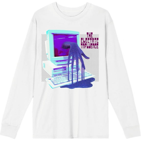 Low Poly Y2K Trend The Electric Influence Adult White Crew Neck Long Sleeve Tee-XL