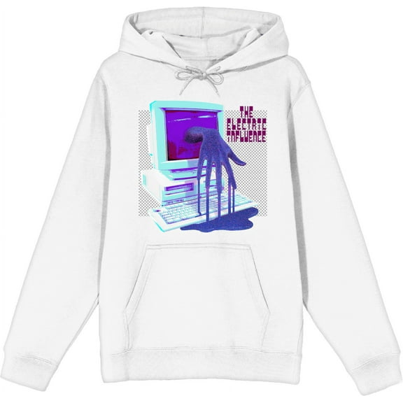 Low Poly Y2K Trend The Electric Influence Adult White Long Sleeve Hoodie-XL