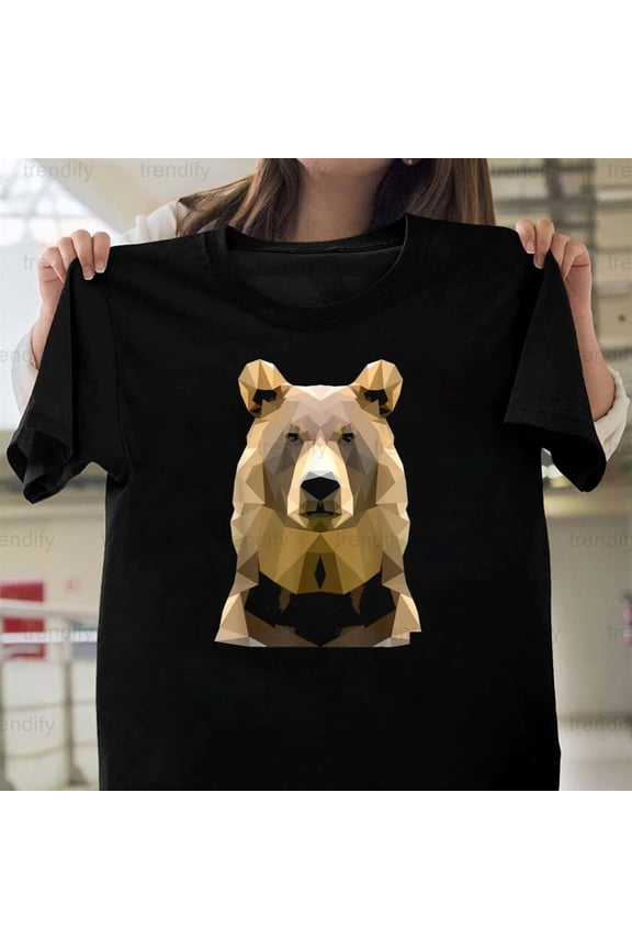 Low Polygon Grizzly Bear Themed Graphic For The Animal Fan, H26951 T-Shirt, for Men and Women, Up to Size 5XL