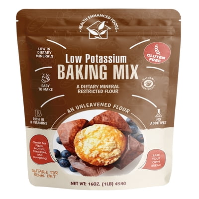 Low Potassium Baking Mix (2-Pack/16oz) - Dialysis-friendly, Gluten-Free, Renal Diet Friendly, low dietary mineral