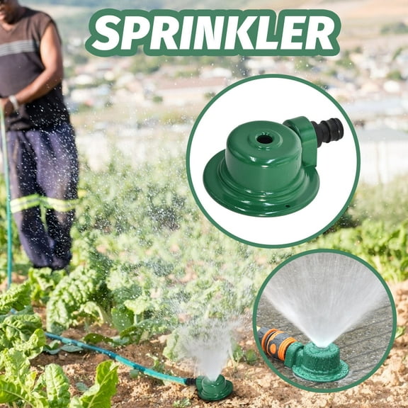 Low-Pressure Garden Sprinkler, 360-Degree Full-Circle Spray Pattern, Heavy-Duty Metal Construction for Agricultural Irrigation and Lawn Watering, Green