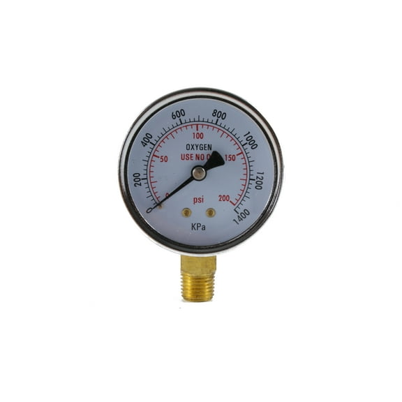 Low Pressure Gauge for Oxygen Regulator 0-200 psi - 2.5 inches