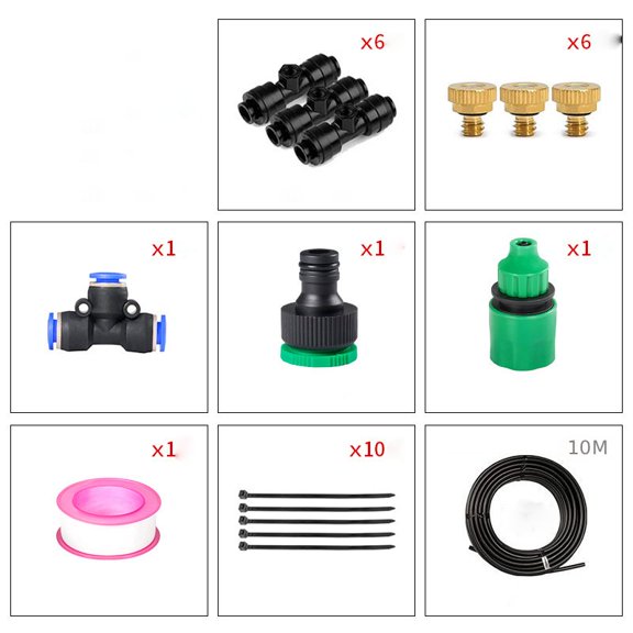 Low Pressure Misting System for Garden, Water Pressure Spray Kit for Cooling & Dust Suppression, Outdoor Patio Mister with Hose Connector