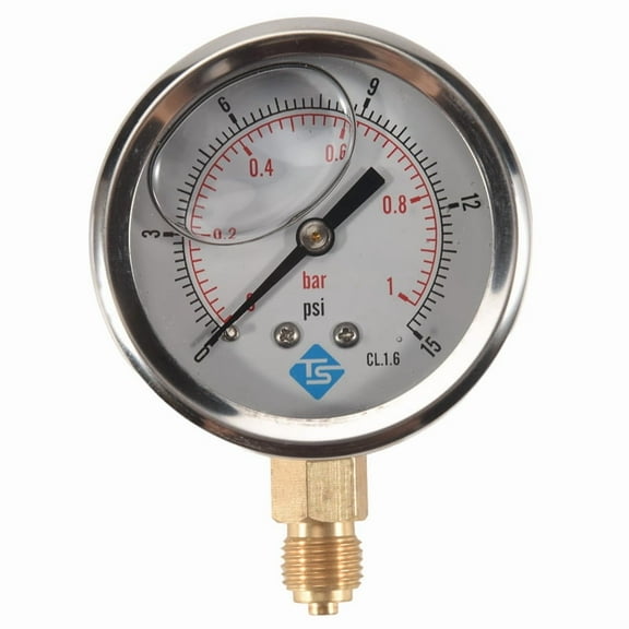 Low Pressure Pressure Gauge 0-1Bar 0- 15PSI 1/4 inch 68mm Dial Hydraulic Water Pressure Gauge Manometer Measuring Tool,1*Oil injection pressure gauge,Silver