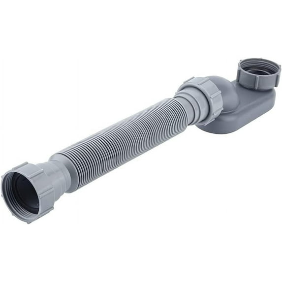 Low Profile 1 1/2 P Trap Flexible Bathtub Shower Drain Pipe Flat P Trap Free Standing Tub Drain for Bath Bathtub Drain, Gray