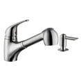 thumbnail image 1 of Low Profile 1-Handle Pull-Out Kitchen Faucet with Dispenser in Brushed Nickel, 1 of 2
