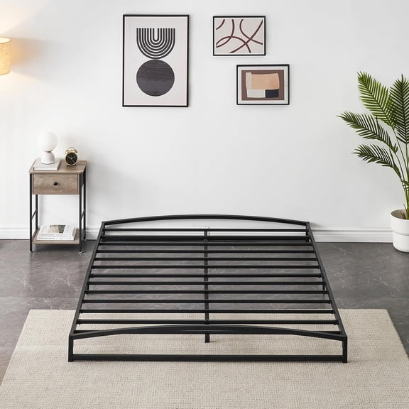 Low Profile 6-Inch Metal Platform Twin Bed Frame, Heavy Duty Steel Slats Support, No Box Spring Needed, Quiet & Anti-Slip Foundation
