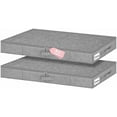 thumbnail image 1 of Low Profile Under Bed Storage Containers, 4" Tall Underbed Storage with Rigid Sidewalls & Bottom, Shallow Clothes Storage Organizer Bin with Lid for Couch Sofa Dorm, 2-Pack, 33.5 x 16 x 4 Inches Grey, 1 of 7