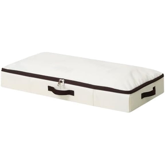 Low Profile Under Bed Storage Containers with Clear Label Holder, Foldable Sturdy Underbed Storage Boxes, Closet Organizers for Seasonal Clothes, Bedding, Shoes (Beige, 29.5*15*4")