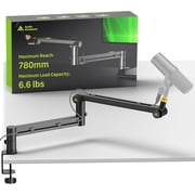 Low Profile Boom Arm Design for Heavy Mic 6.6lbs Load Capacity, Stable Gear Lock Structure Never Sags, Metal Microphone Stand Desk Mount for Shure SM7B MV7+, Blue Yeti,Rode PodMic