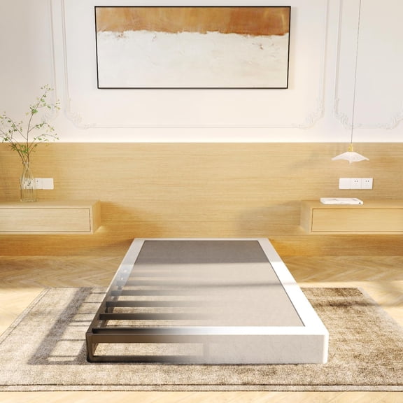Low Profile Box Spring, Heavy Duty Metal Mattress Foundation with Fabric Cover, Easy Assembly