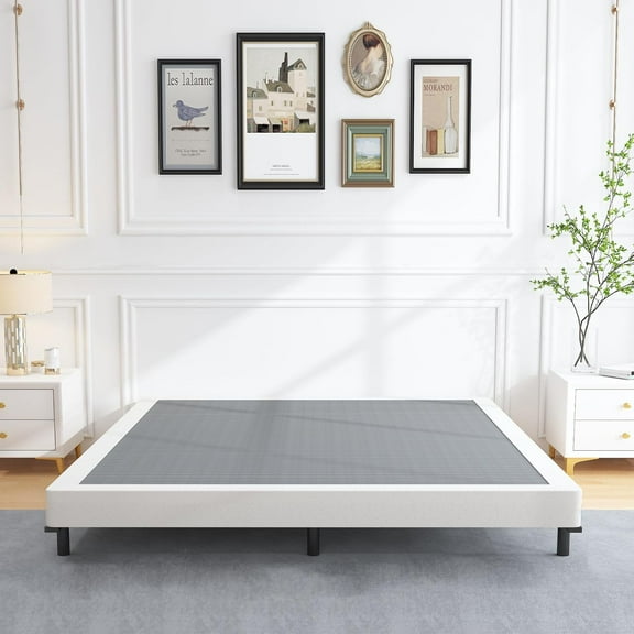 Low Profile Box Spring King Size,3 Inch Heavy Duty Metal Box Spring for King Bed,Mattress Foundation Non-Slip/No Noise/Easy Assembly (King)