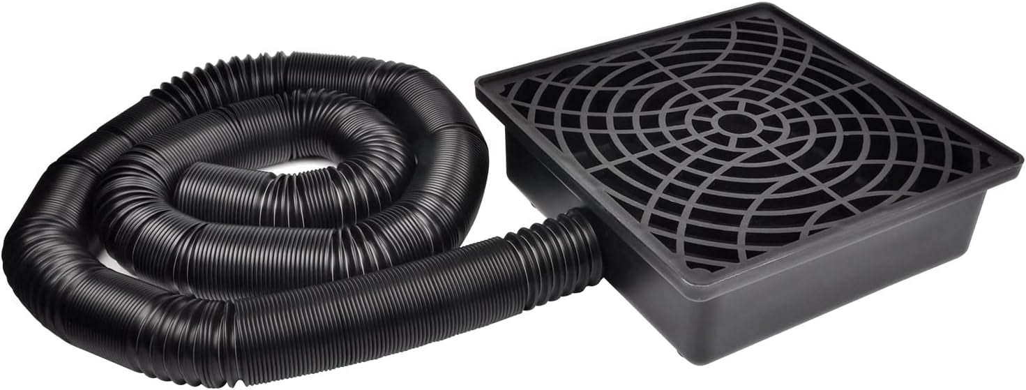 Low Profile Catch Basin Drain Kit Downspout Extender, 12"×12" Catch Basin Gutter Downspout