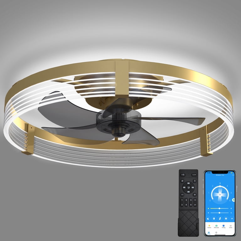 PUNSOKO Ceiling Fans With Lights, Wood Flh Mount Ceiling Fan Lights And Remote, Farmhoe Low Profile Ceiling Fan With Light For Living Room, Bedroom, Kitchen (Rtic Wood