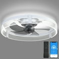 thumbnail image 1 of Low Profile Ceiling Fan with Lights: Modern Flush Mount Ceiling Fans with Lights and Remote Control, Dimmable LED 3 Color 6 Speeds Timing Reversible Blades Ceiling Fans for Bedroom Living Room, White, 1 of 11