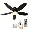 thumbnail image 1 of Low Profile Ceiling Fan With Light, 36" Flush Mount, LED Dimmable, DC Reversible, Remote/APP Control, For Bedroom Indoor/Outdoor Patio, Black, 1 of 9