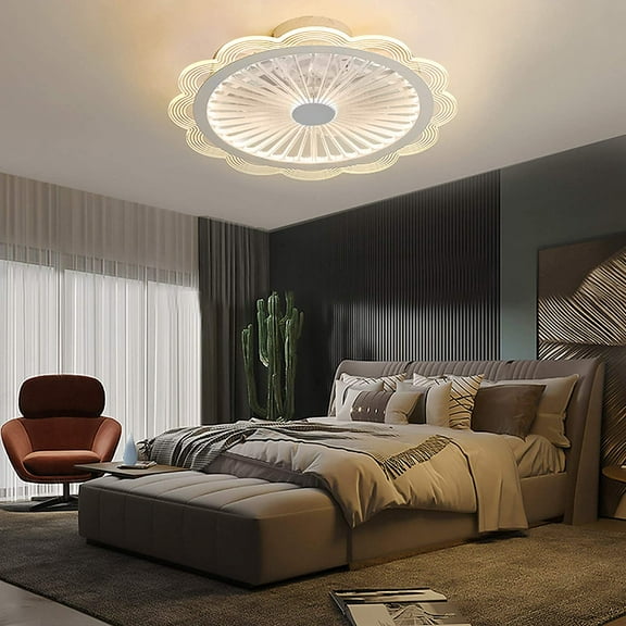 Low Profile Ceiling Fan with Light and Remote Control 3 Light Color 3 Wind Speed Timing Smart Ceiling Fan Light Kit for Bedroom Living Room Kitchen