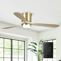 Low Profile Ceiling Fan with Lights 52 Inch Modern Flush Mount Ceiling Fan with Remote Control, Pale Gold