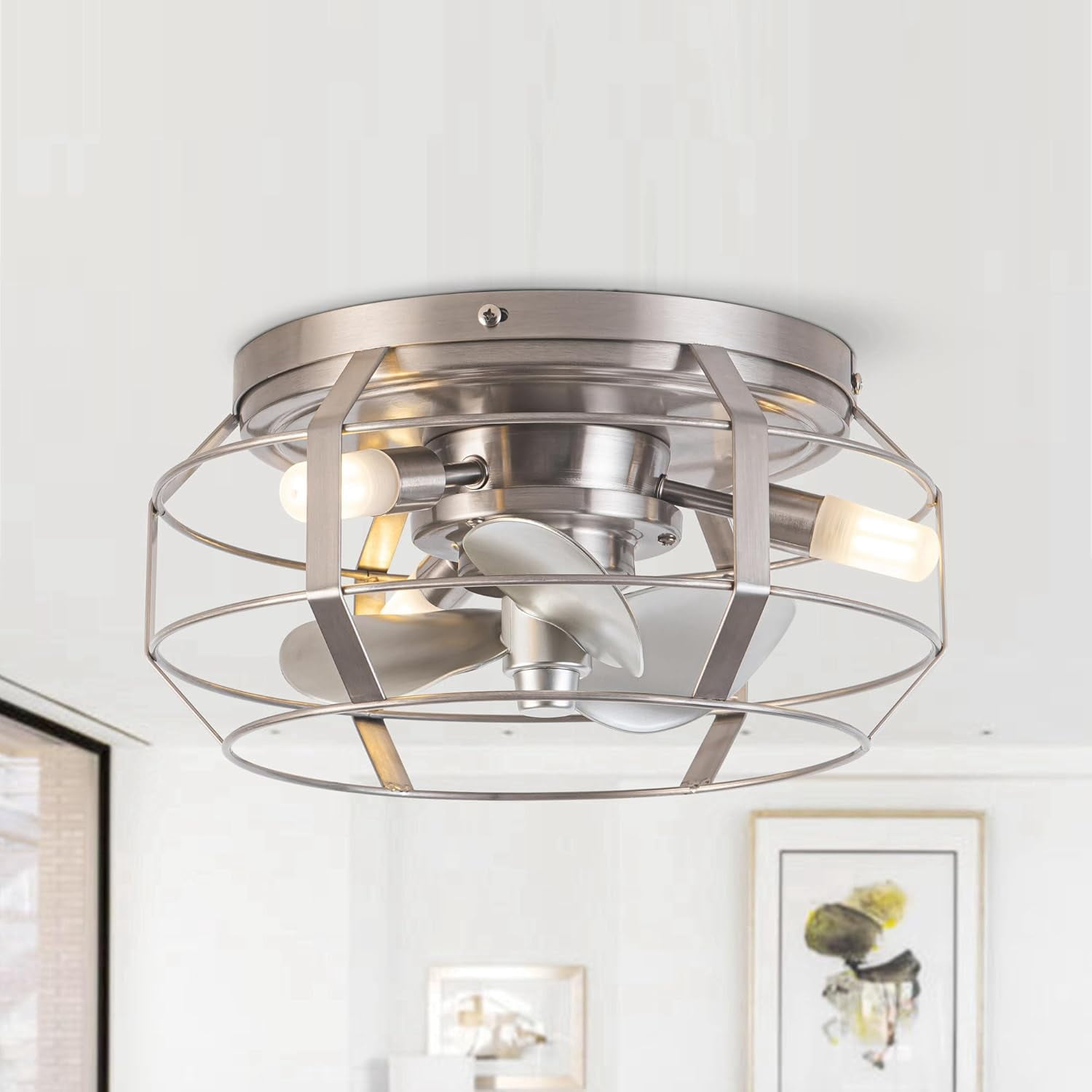 Low Profile Ceiling Fans with Lights and Remote, 12 Inch Bathroom Fans ...