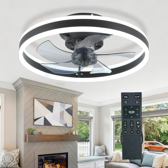 VOLISUN Low Profile Ceiling Fans with Lights and Remote, 20in Flush ...