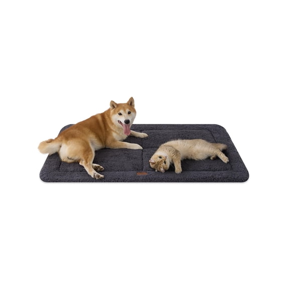 Low Profile Dog Crate Mat Reversible Bed Pad Washable With Ultra Soft Fleece Compact Design Kennel Beds Mats For Extra Large Medium Small Pets 48" X 30" Dark Gray