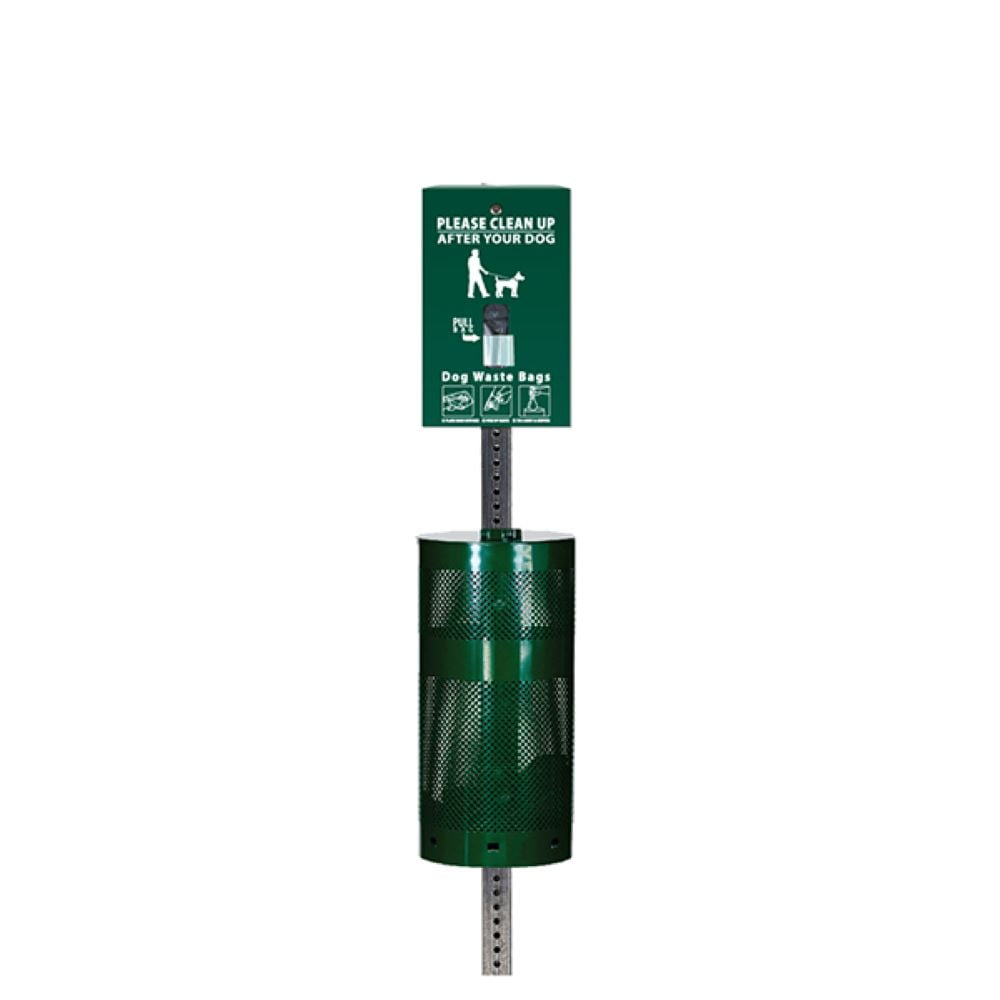 Low Profile Dog Waste Station / SINGLpul® Header Bag System (Green)