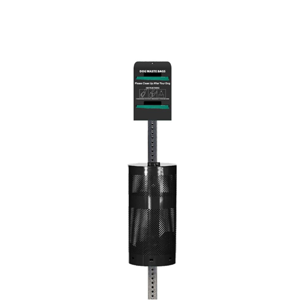Low Profile Dog Waste Station / Tie-Handle Roll (Black)