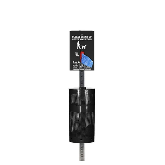 Low Profile Dog Waste Station / Tissue-Style Bag System (Black)