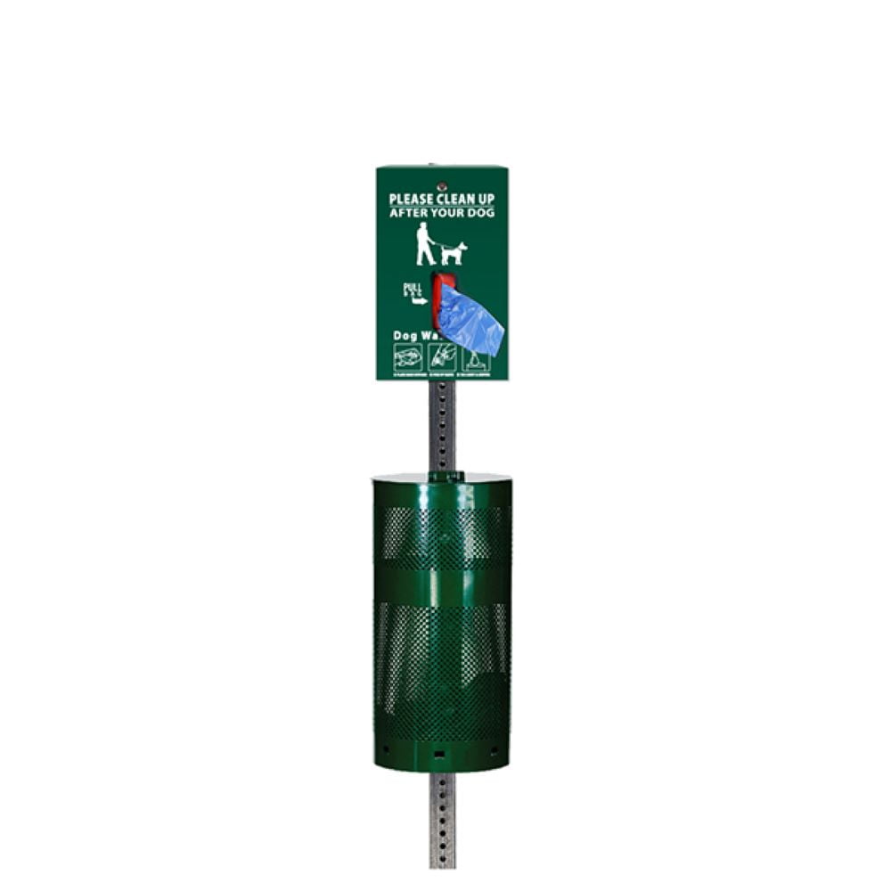 Low Profile Dog Waste Station / Tissue-Style Bag System (Green)