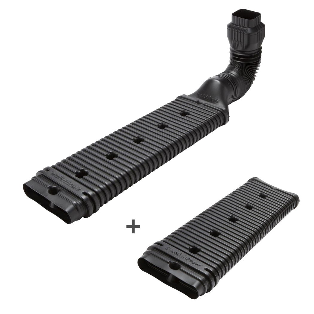 Low Profile Downspout Adapter Drainage Kit with Additional 24" Extension, Black