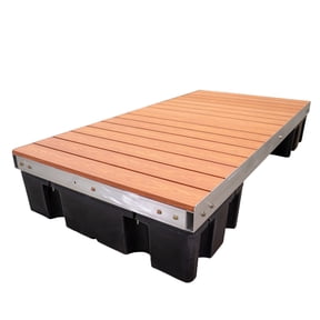Patriot Docks Low-Profile Floating Dock Section with Brown Aluminum Decking (D-22013)