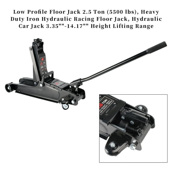 Low Profile Floor Jack 2.5 Ton (5500 lbs) 3.35"-14.17" Height Lifting Range