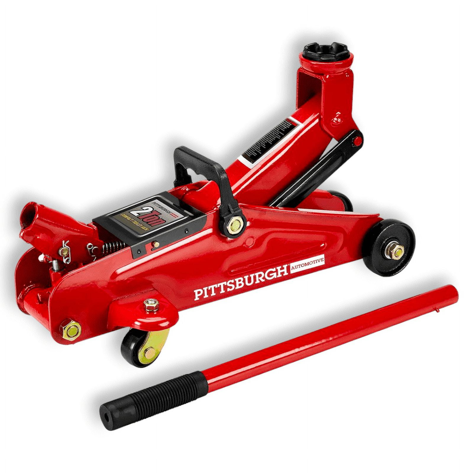 Pittsburgh Low Profile 2 Ton Floor Jack 4000 lbs Capacity Heavy Steel 5 3 8 to 13 Inch Lift Red