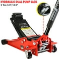 thumbnail image 1 of Low Profile Floor Jack, Seizeen 3 Ton(6600 lbs) Trolley Jack Dual Lift Pump, Quick Lift 3-3/10" - 18-4/20", Heavy-Duty Steel Jack with 45''L Extended Handle, Car Jack w/Wheels, Rubber Saddle, Red, 1 of 12