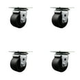 thumbnail image 1 of Low Profile Glass Filled Nylon 3 Inch Wheel Top Plate Swivel Caster Set SCC, 1 of 2