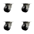 thumbnail image 1 of Low Profile Glass Filled Nylon 3 Inch Wheel Top Plate Swivel Caster Set SCC, 1 of 2