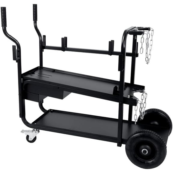 Low Profile Heavy Duty Welding cart with Locking Front casters and Large Rear Wheels with Full Size Gas Cylinder Capacity