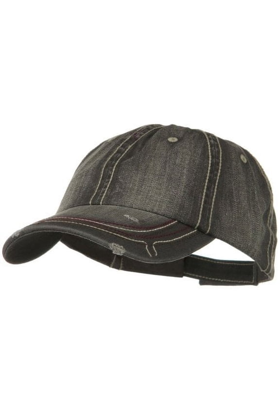 Low Profile Heavy Wash New Herringbone Distressed Cap - Black