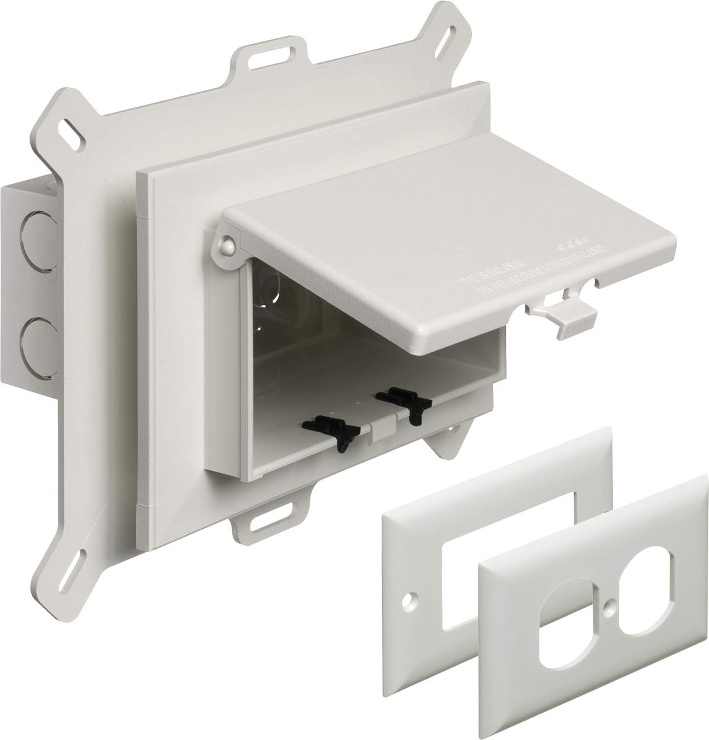 Low Profile IN BOX Recessed Outlet Box Wall Plate Kit for New Vinyl