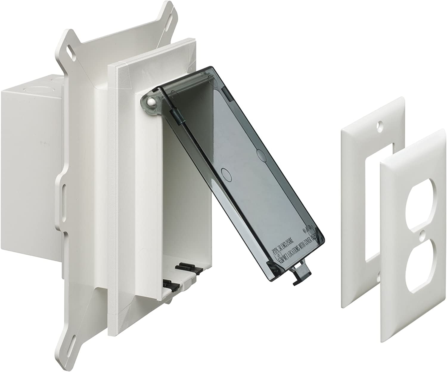 Low Profile IN BOX Recessed Outlet Box Wall Plate Kit for New Vinyl