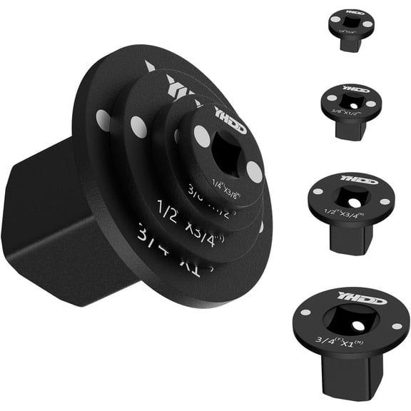 Low Profile Impact Socket Adapter Set, Drive Ratchet Adapter Set 1" to 3/4", 3/4" to 1/2", 1/2" to 3/8", 3/8" to 1/4" Magnetic Design, Works with Sockets/Wrenches/Cordless Drills 4PCS