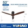 Low Profile In.Solid Wood Blade Ceiling Fan with Quiet Motor for Bedroom and Living Room Cooling
