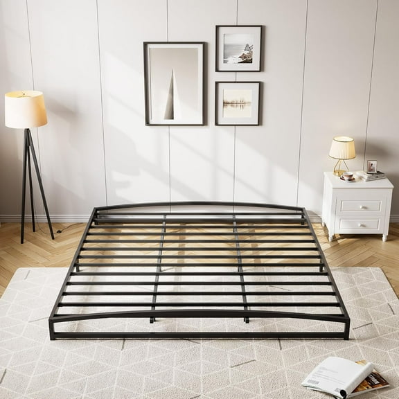 Low Profile King Bed Frame, 6 Inch Heavy Duty Metal King Size Platform Bed Frame, Mattress Foundation with Steel Slat Support, No Box Spring Needed, Easy Assembly, Black
