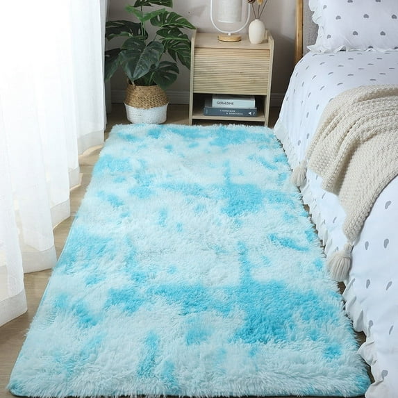 Low-Profile Large Area Rug, Tie-Dye#Blue Washable Area Rug with Non-Slip Backing & Durable Edge Binding, Vintage Large Rugs for Living Room, Bedroom, Dinning Room(63"x47.2")