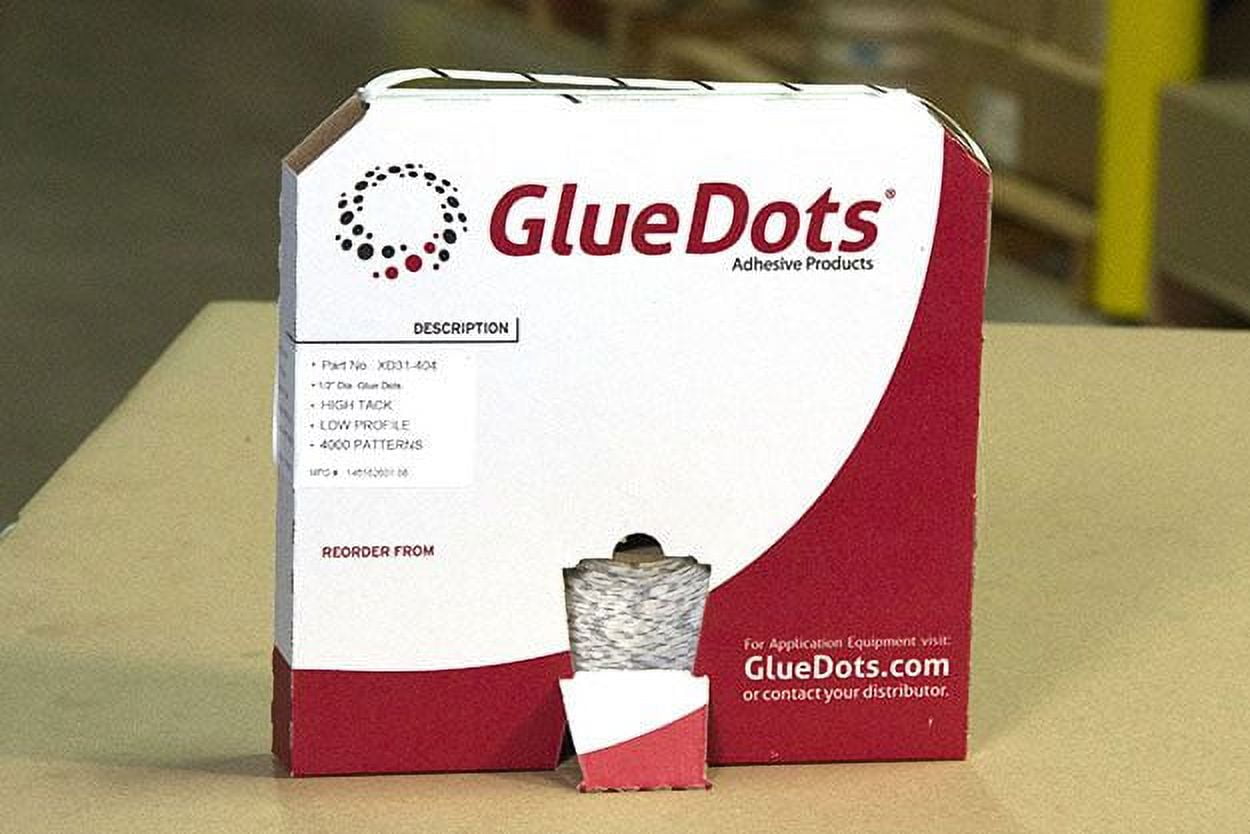 Low Profile Medium Tack 1/2" Glue Dots 3 Rolls 4000/roll in Dispenser Box XD21-404