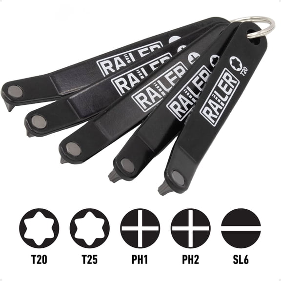 Low Profile Offset Screwdriver Set. Railer S2 Steel Ultra Thin Slim Profile Angled EDC Screwdriver 5pc Set | Philips #1, #2, TORX T20, T25, and Slotted SL6