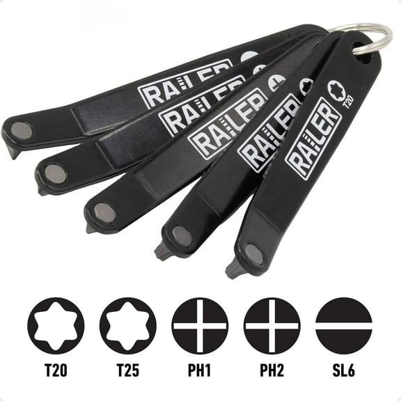 Low Profile Offset Screwdriver Set. Railer S2 Steel Ultra Thin Slim Profile Angled EDC Screwdriver 5pc Set | Philips #1, #2, TORX T20, T25, and Slotted SL6