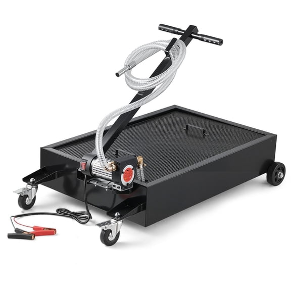 Low Profile Oil Drain Pan, 15 Gallon Capacity, Rolling Oil Drain Pan with Electric Pu