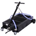 thumbnail image 1 of Low Profile Oil Drain Pan, 20 Gallon Oil Drain Pan with Pump, Oil Change Pan with Pump, 7ft Hose & Folding Handle, Rolling Oil Drain Cart for Trucks, Buses, RVs, Black, 1 of 9